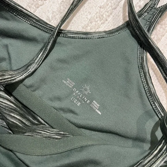 Aerie ROYAL PALM The Hugger Ombre Racerback Sports Bra - Picture 10 of 10